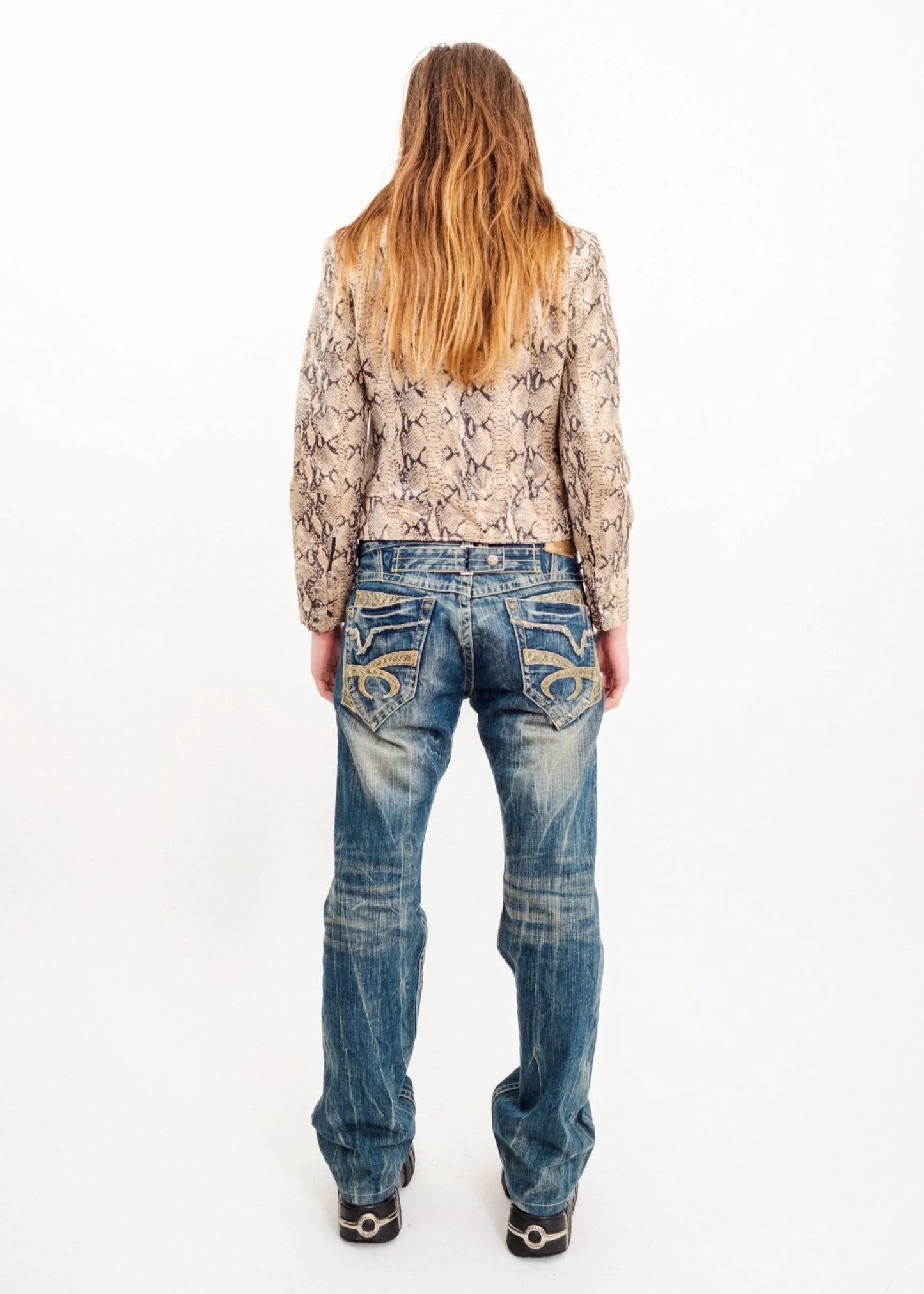 Red Pepper Engineered jeans with snakeskin accents