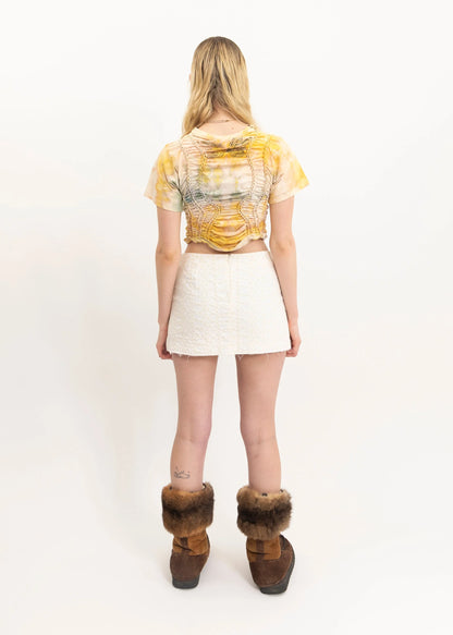 Banshee Fae braided short sleeve top- yellow/ green