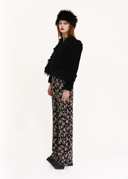 Genet Amant Feather trimmed velvet jacket