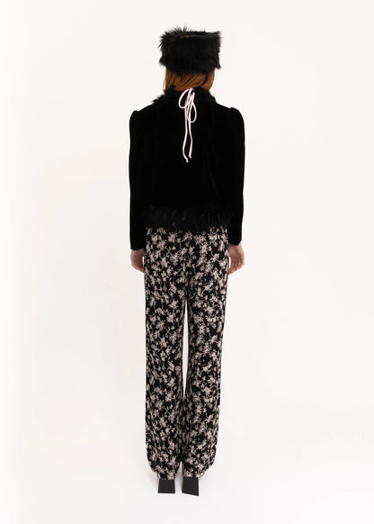 Genet Amant Feather trimmed velvet jacket