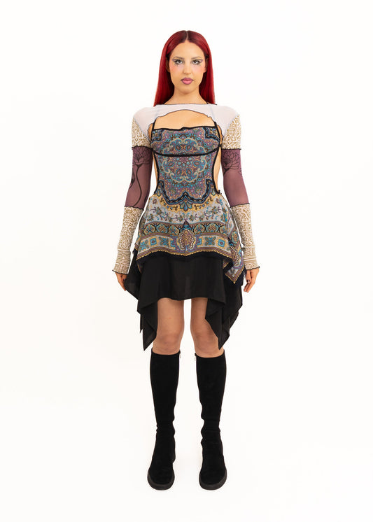 Roisin Dubh Filigree/ lotus screen printed bolero Bizarre Bazaar