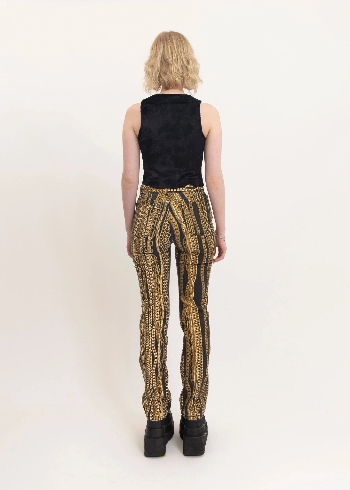 Roberto Cavalli Flared ornate chain print jeans