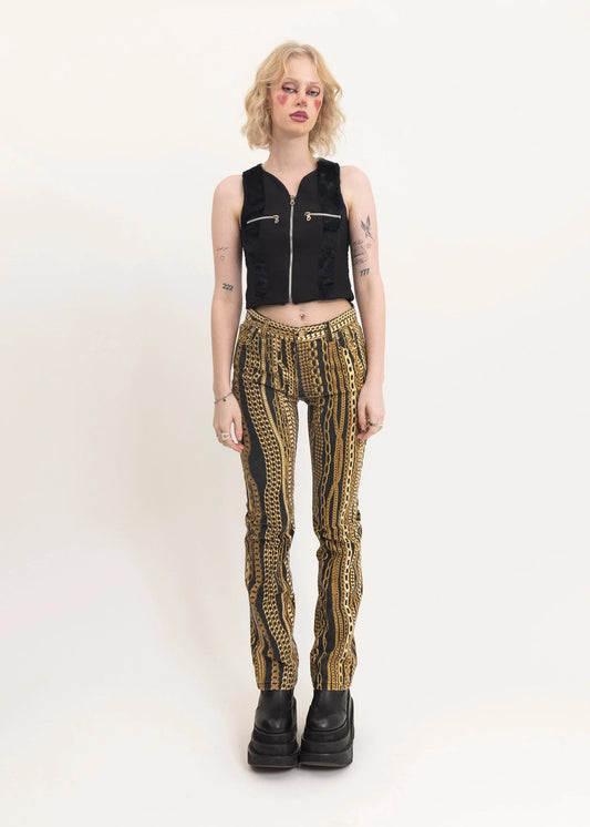 Roberto Cavalli Flared ornate chain print jeans