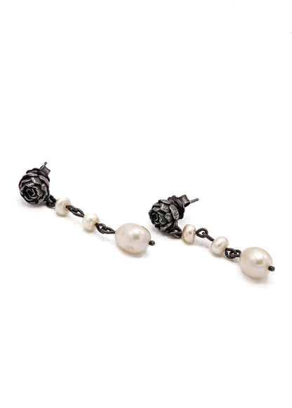 LSD Jewellery Freshwater pearl peony drop earrings Bizarre Bazaar
