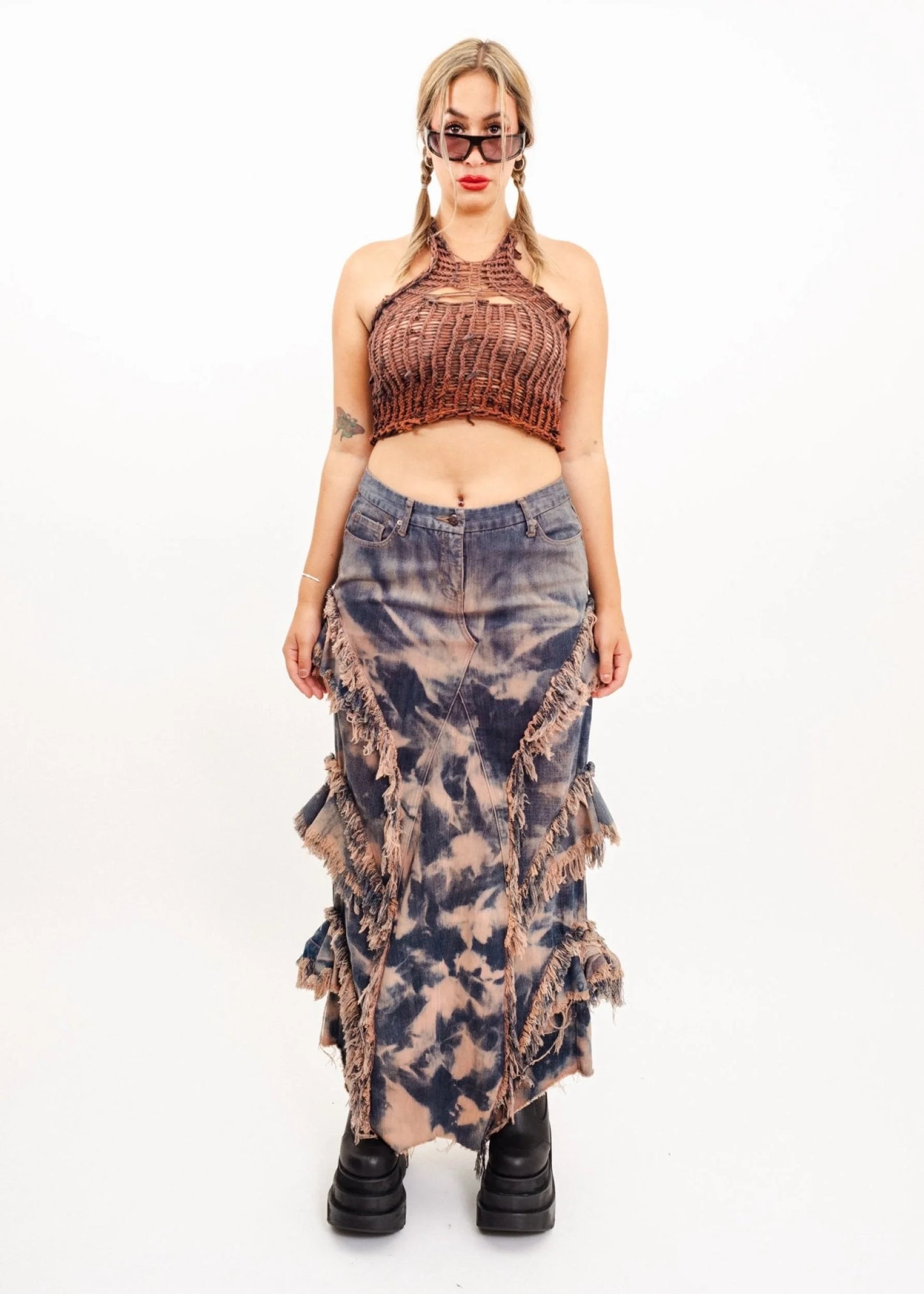 Banshee Freya flared denim maxi skirt