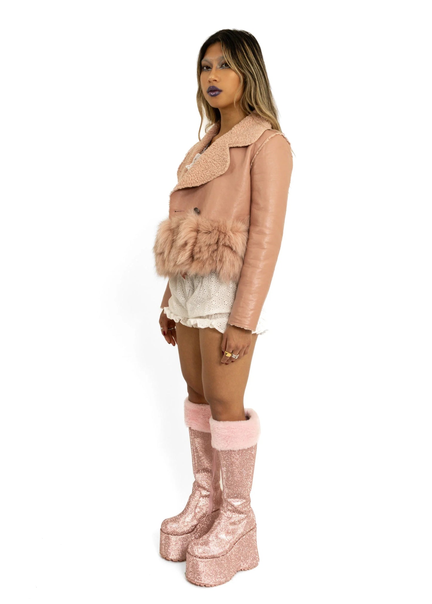 Bizarre Bazaar Fur trimmed shearling jacket