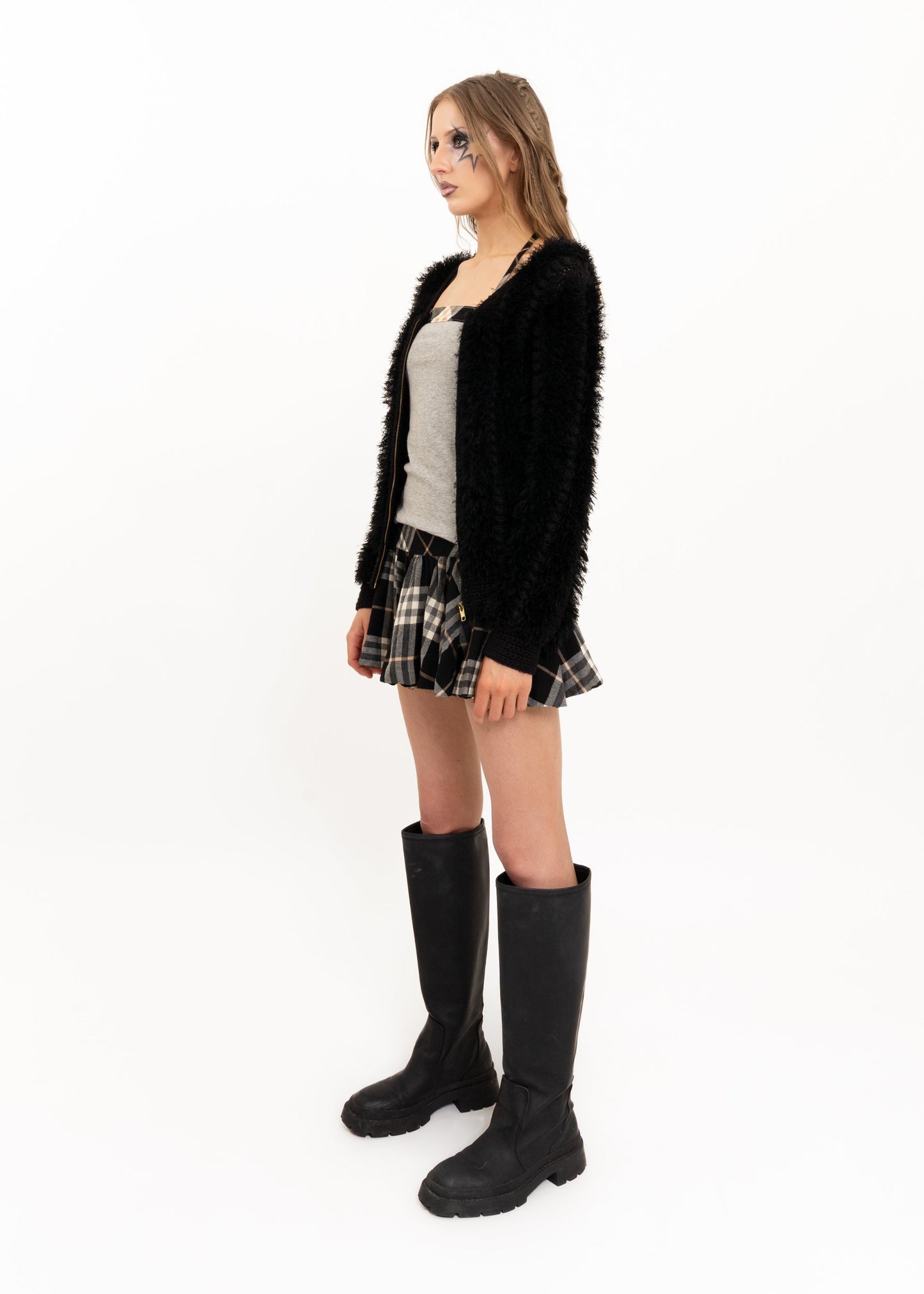 Ruby Fuzzy zip front knit cardigan Bizarre Bazaar