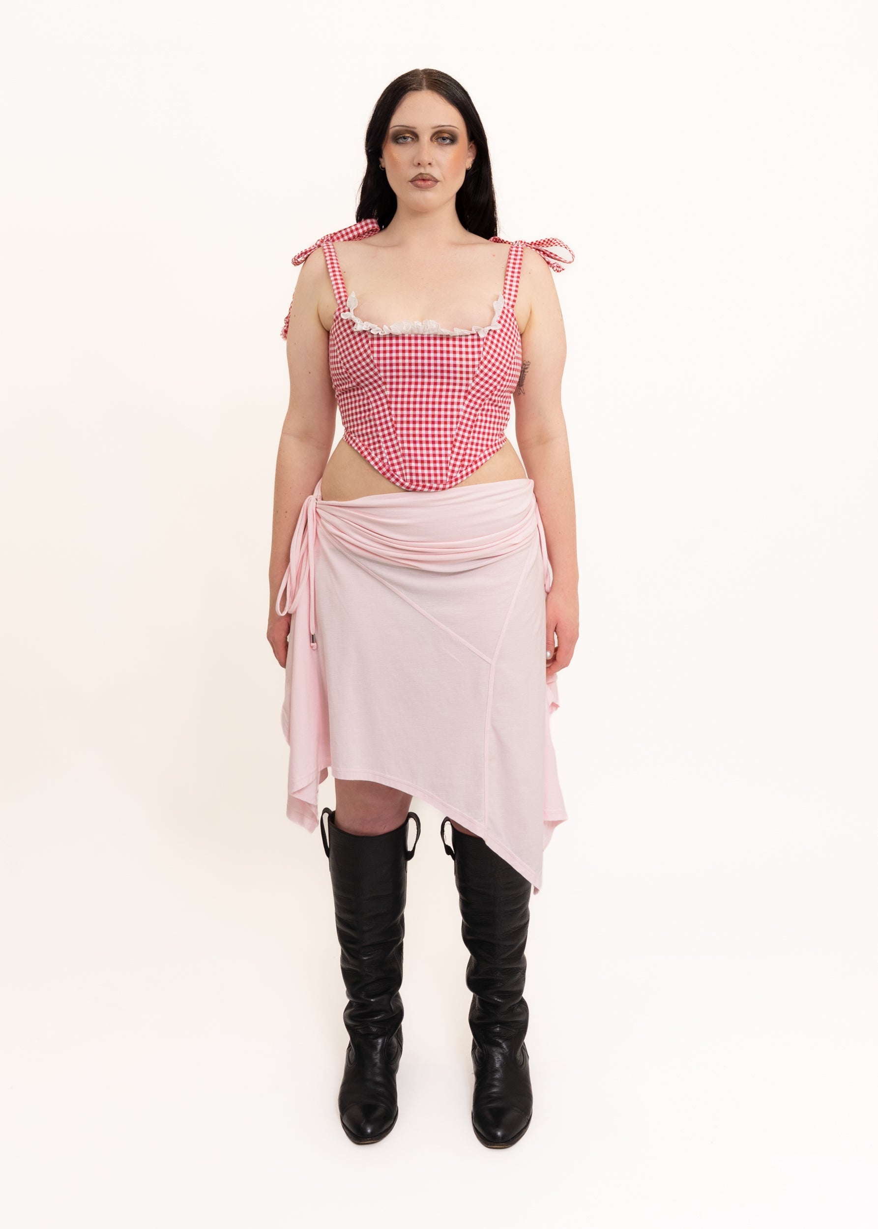 Pippin’s Apparel Gingham corset with lace trim Bizarre Bazaar