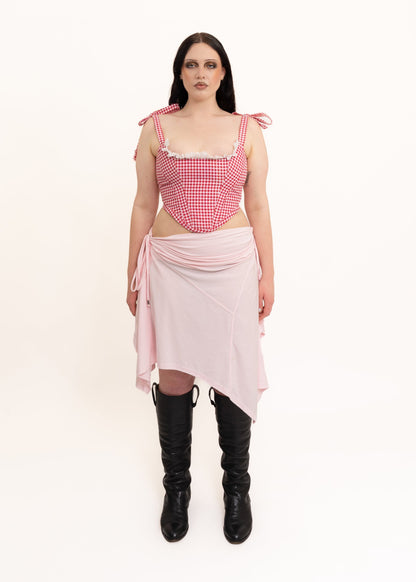 Pippin’s Apparel Gingham corset with lace trim Bizarre Bazaar