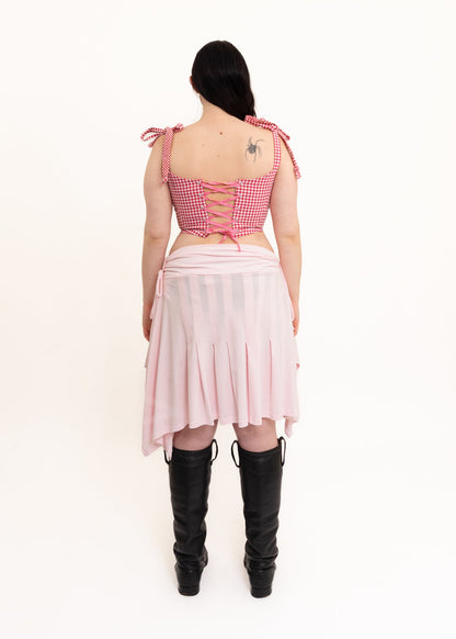 Pippin’s Apparel Gingham corset with lace trim Bizarre Bazaar