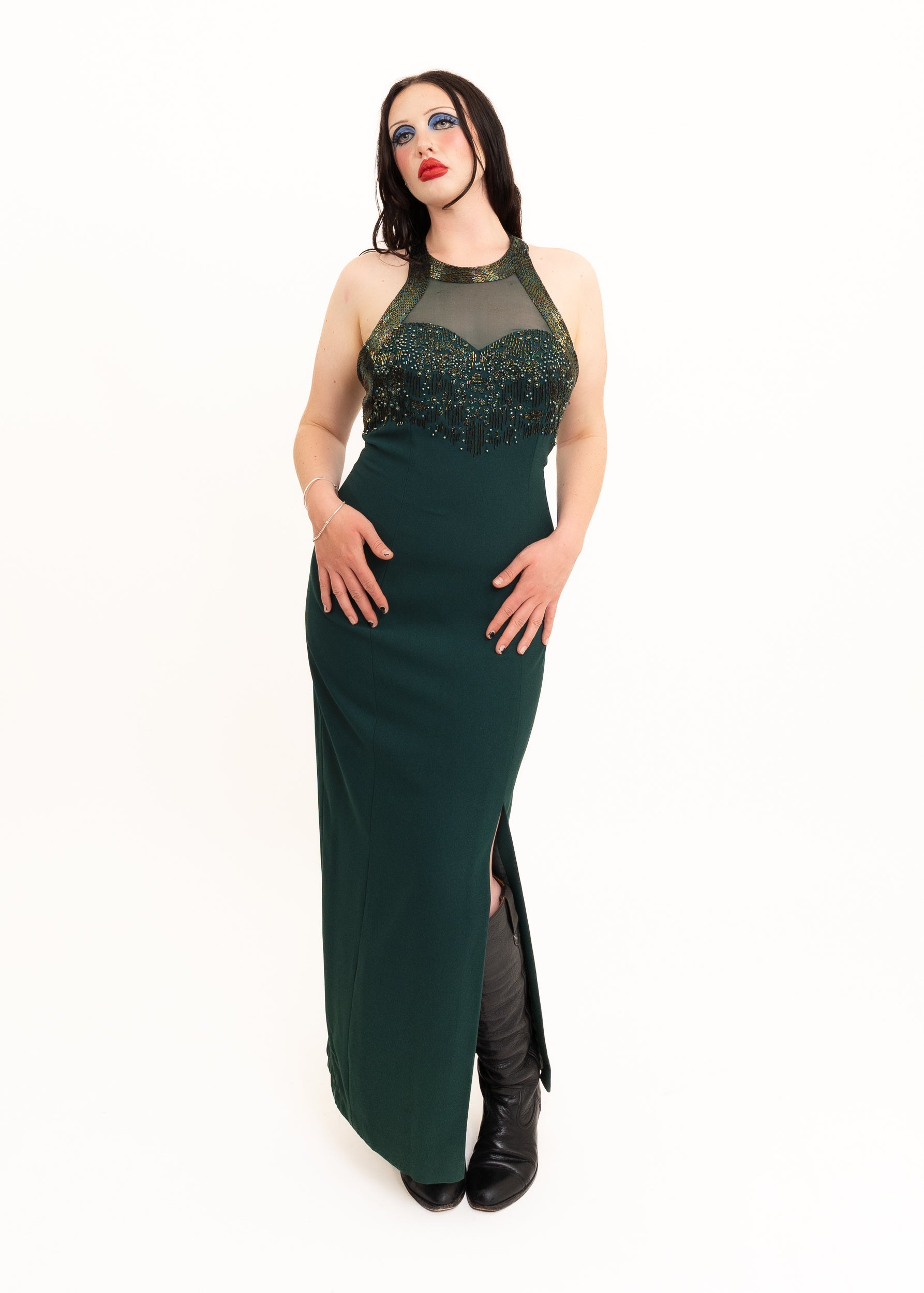 Oscar Creations Glass beaded evening dress Bizarre Bazaar