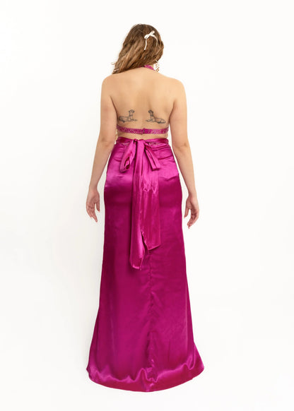 Bizarre Bazaar Glass beaded satin cut out gown