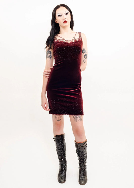 Replete Glass beaded velvet dress