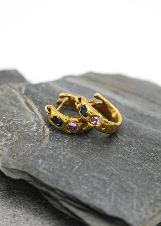 LRM Jewellery Gold vermeil gem hoop earrings