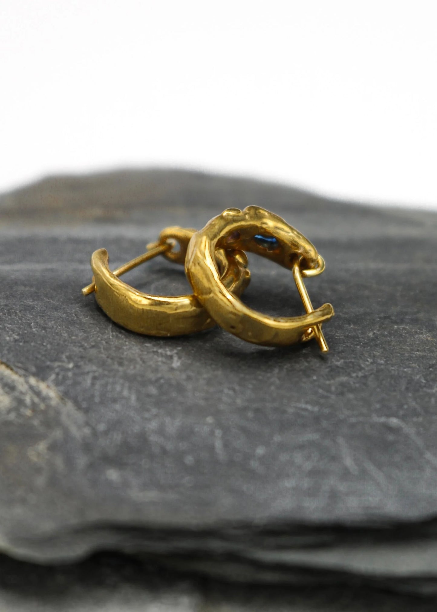 LRM Jewellery Gold vermeil gem hoop earrings