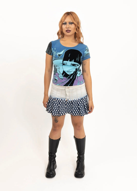 Custo Barcelona Graphic print tee with velvet appliqué