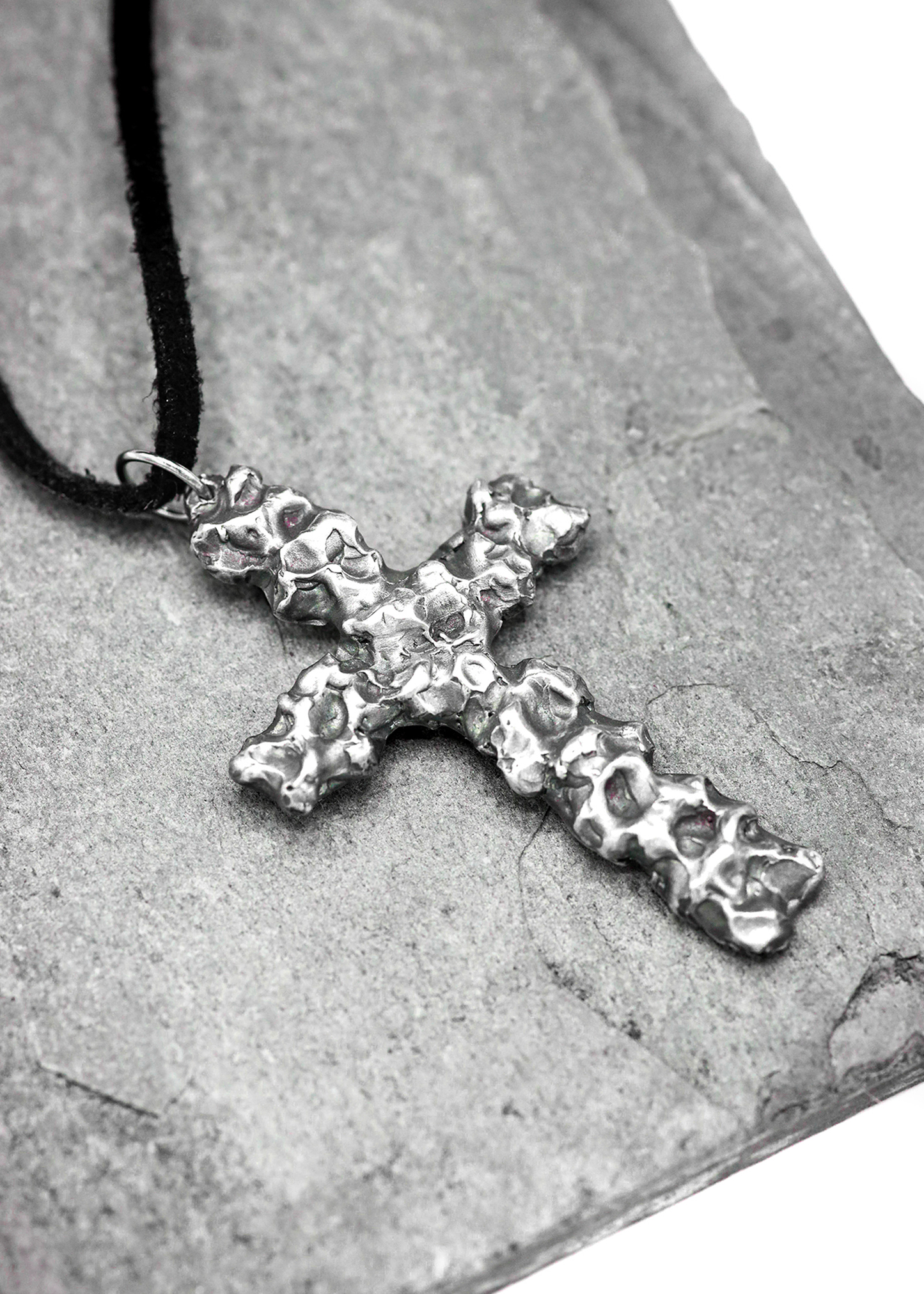 Prototype Hammered silver cross pendant