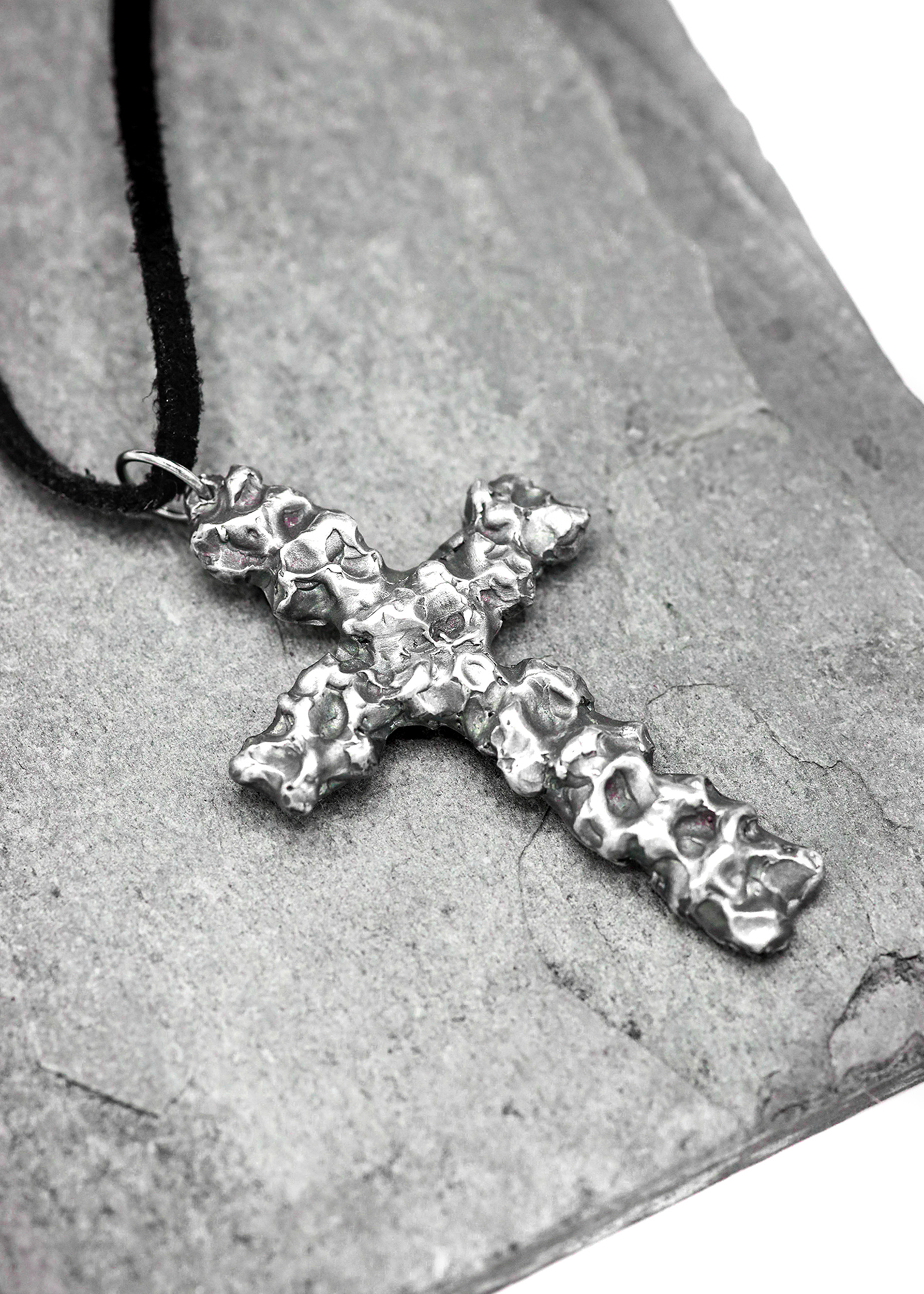 Prototype Hammered silver cross pendant