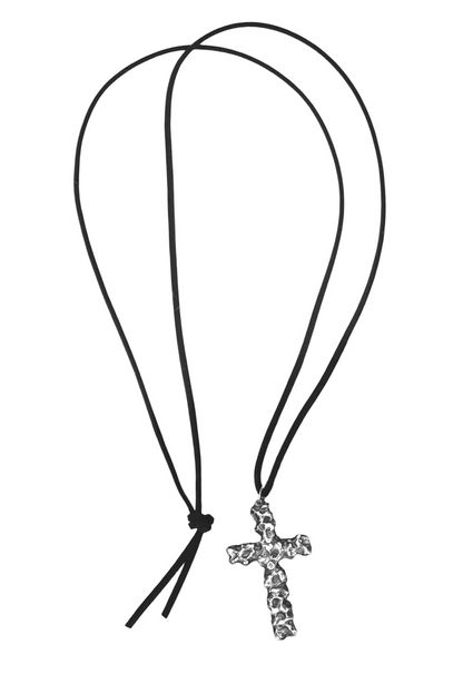 Prototype Hammered silver cross pendant