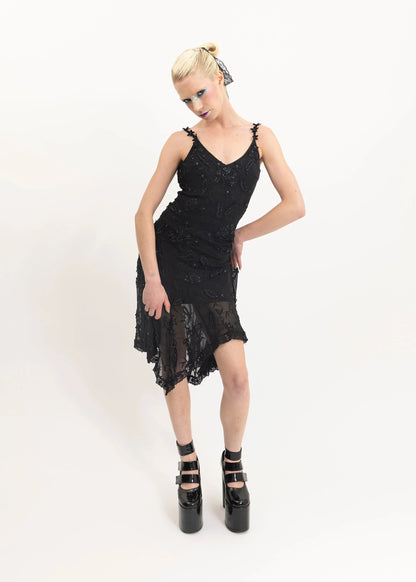 Sue Wong Nocturne Handkerchief hem beaded faerie dress