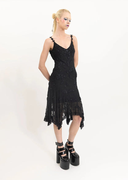 Sue Wong Nocturne Handkerchief hem beaded faerie dress