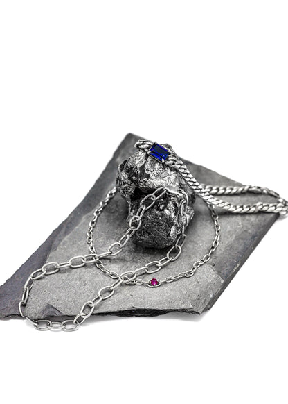 Cowboy Customs Handmade Cuban link chain sapphire bracelet Bizarre Bazaar