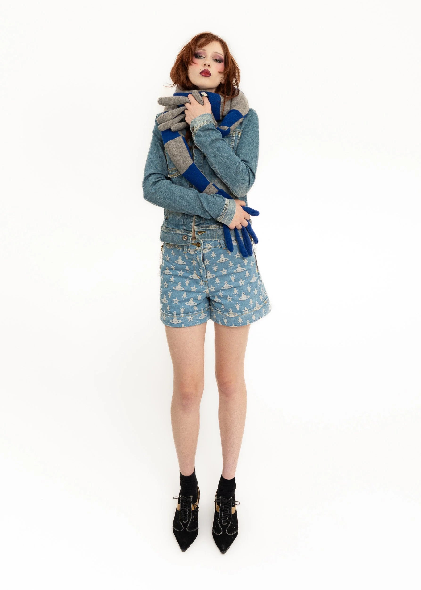 British Mustard Handy scarf- grey/ blue