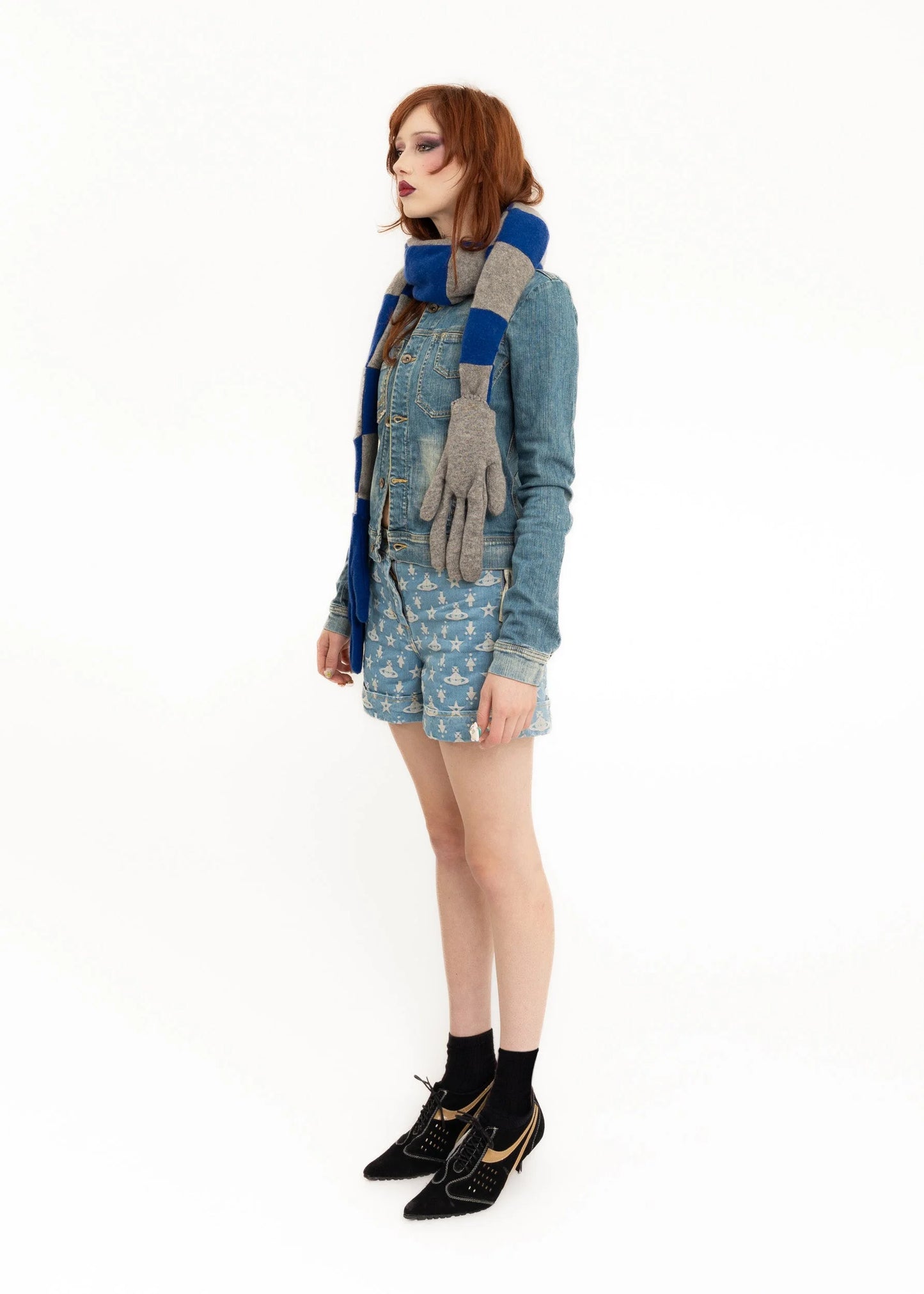 British Mustard Handy scarf- grey/ blue