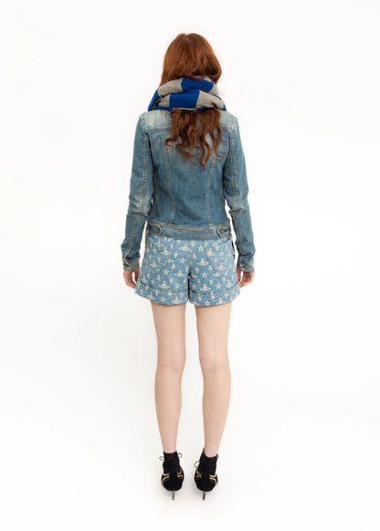 British Mustard Handy scarf- grey/ blue
