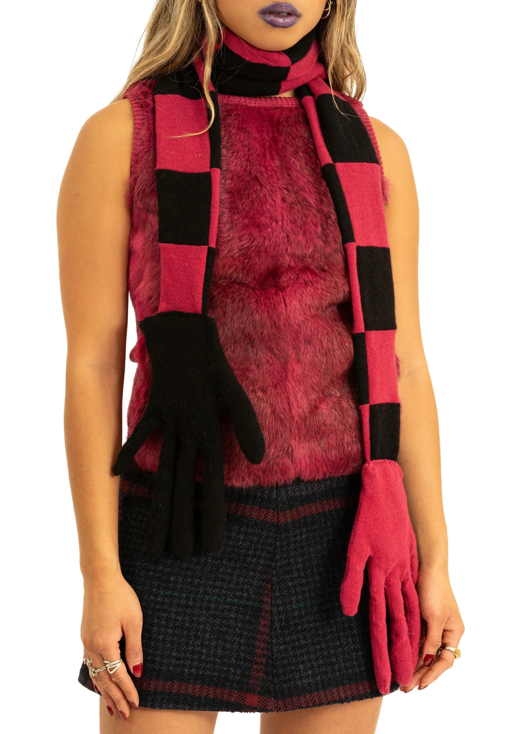 British Mustard Handy scarf- pink/ black