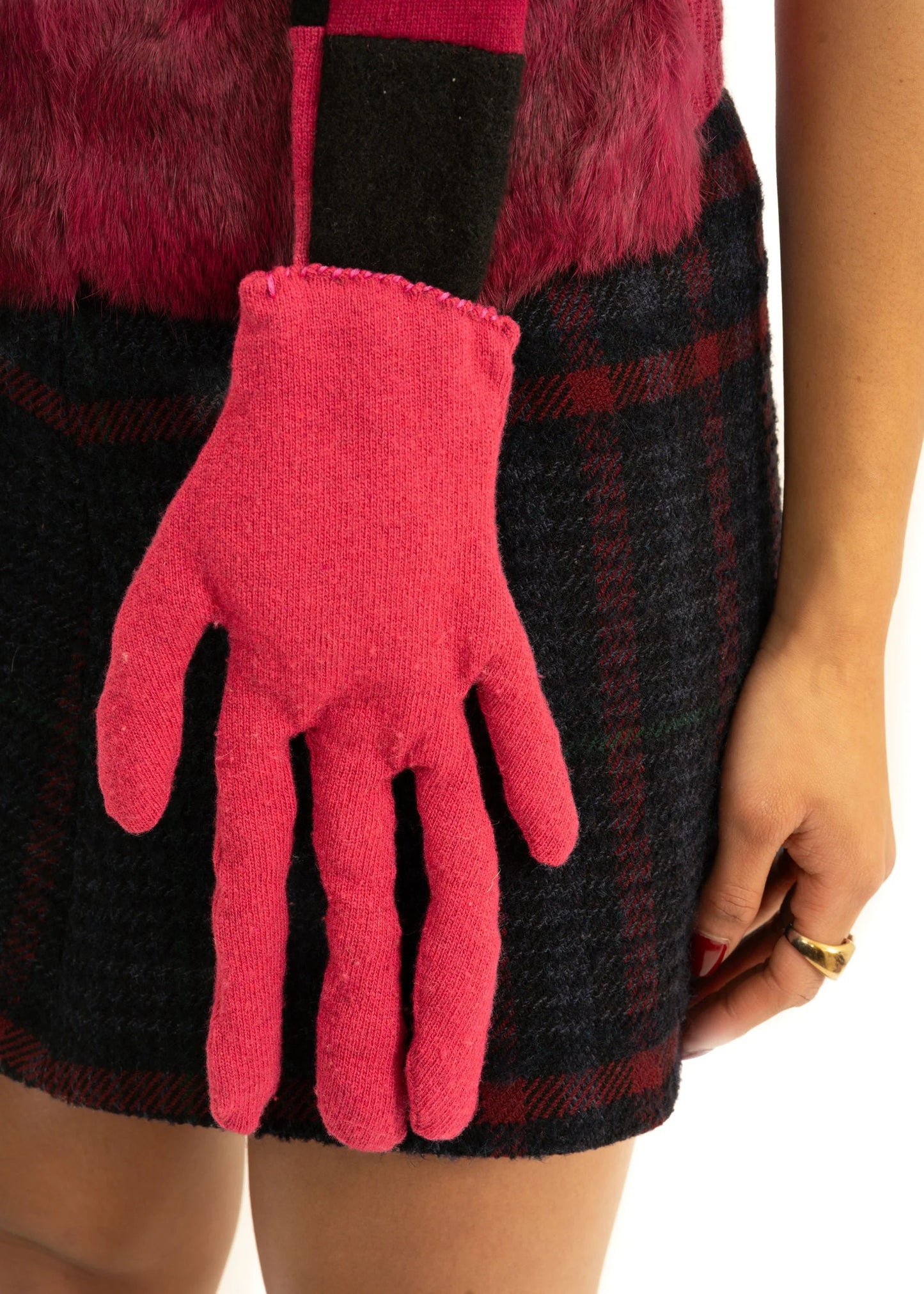 British Mustard Handy scarf- pink/ black