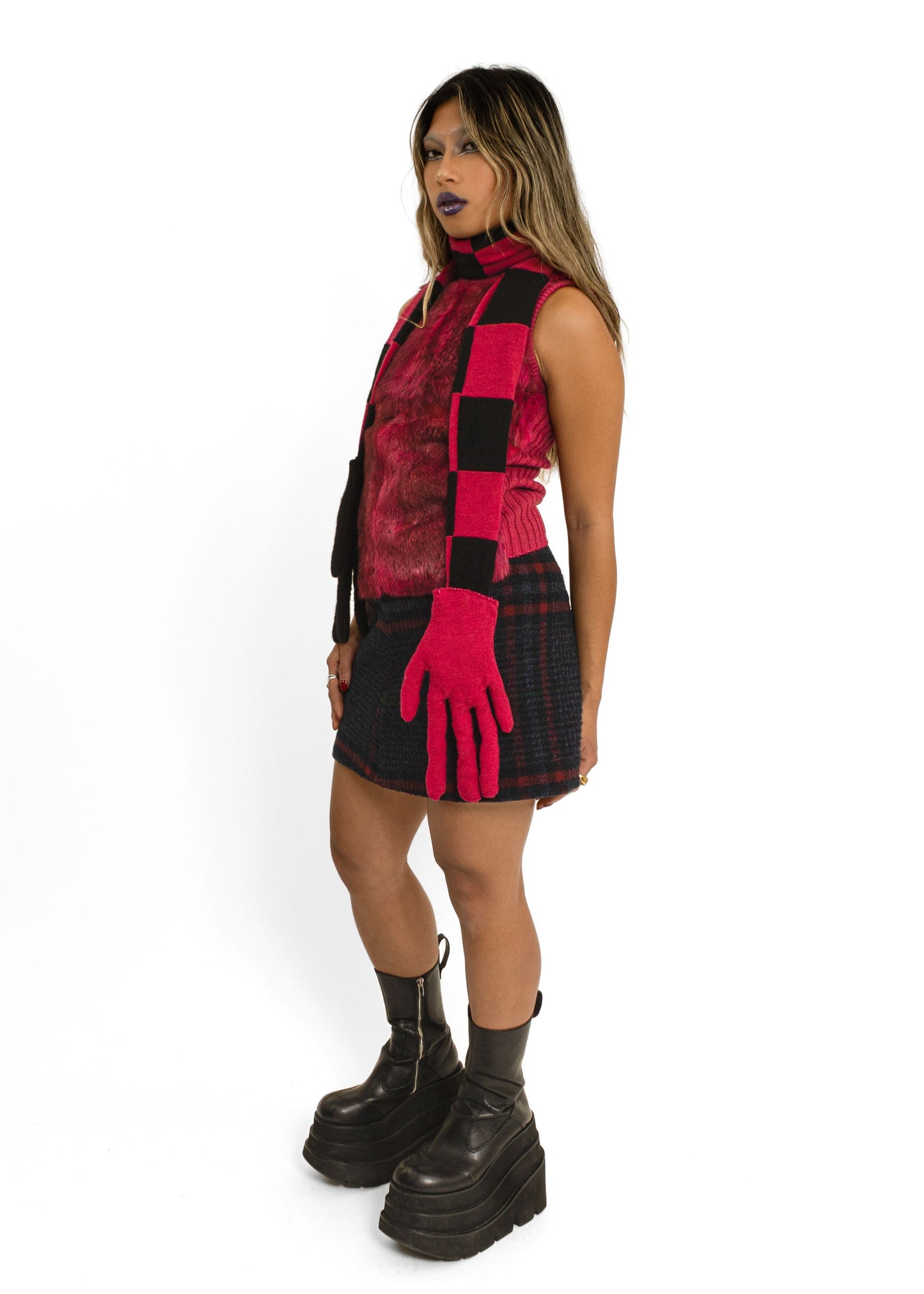 British Mustard Handy scarf- pink/ black