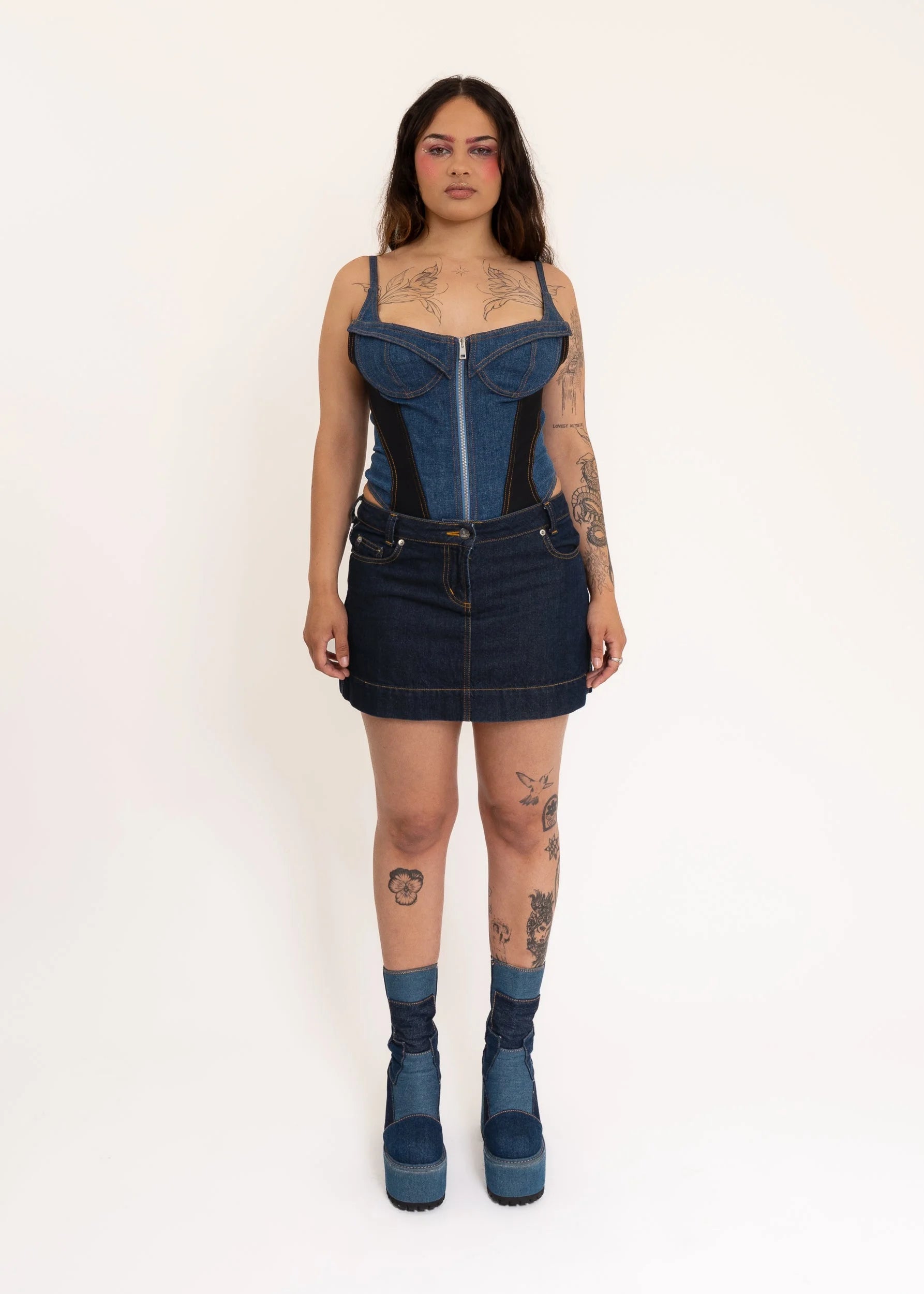Vivienne Westwood Red Label Denim Orb Embroidered Mini Skirt Vivienne Westwood Red Label Denim Orb Embroidered Mini Skirt