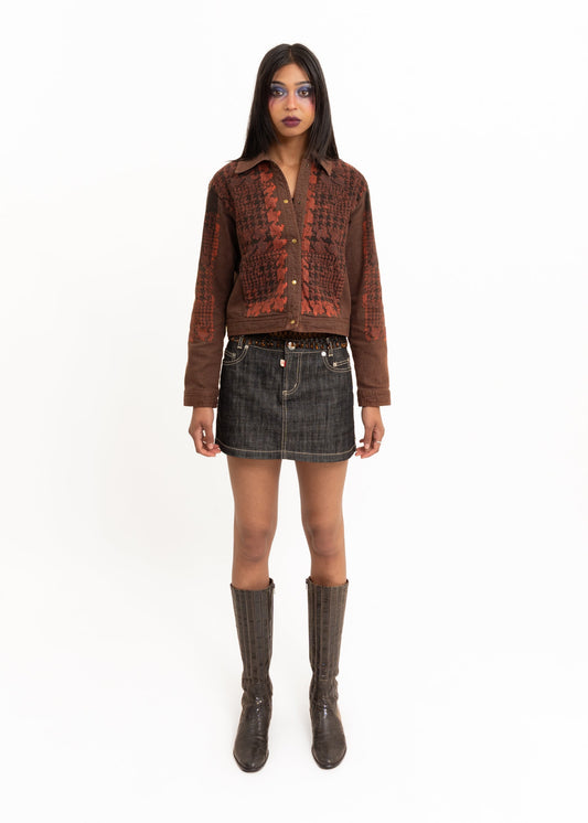 Hiroko Koshino Houndstooth embossed denim jacket Bizarre Bazaar