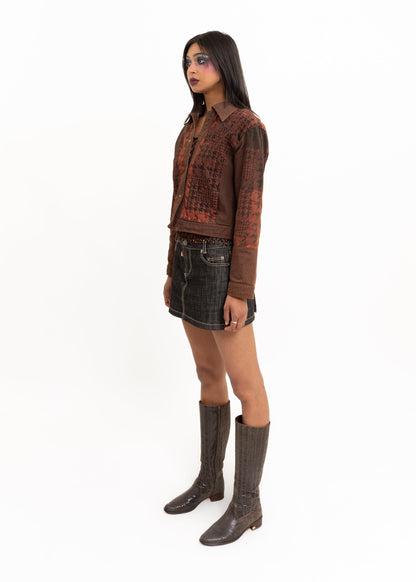 Hiroko Koshino Houndstooth embossed denim jacket Bizarre Bazaar