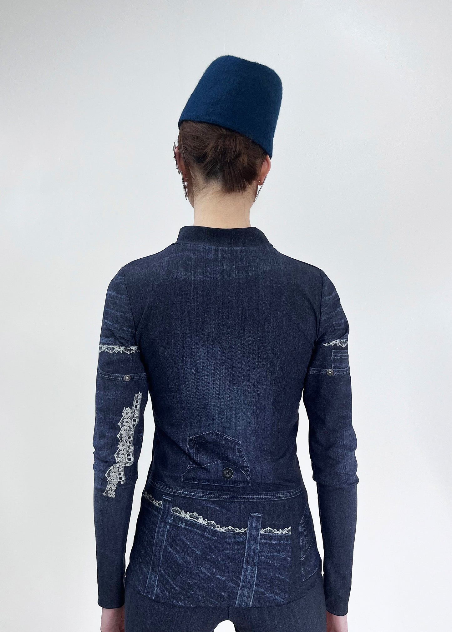Nightwarp Top- Blue Trompe L'oeil Denim
