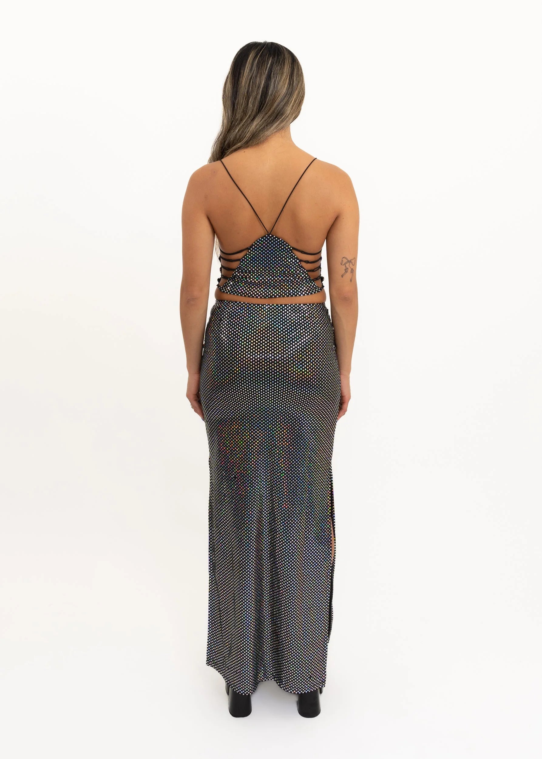 Enchanté Iridescent sequinned two piece set