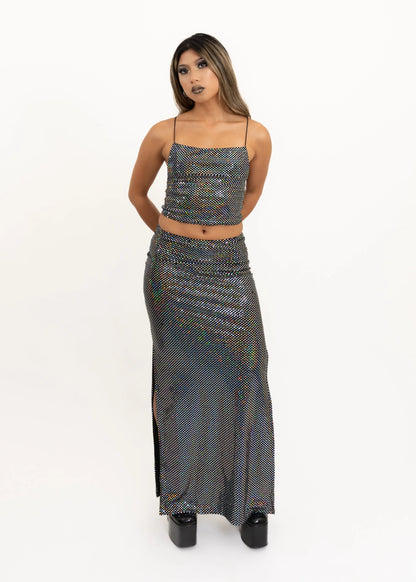 Enchanté Iridescent sequinned two piece set