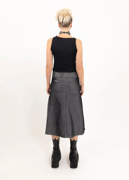 Bstargirl Iridescent silver denim midi skirt