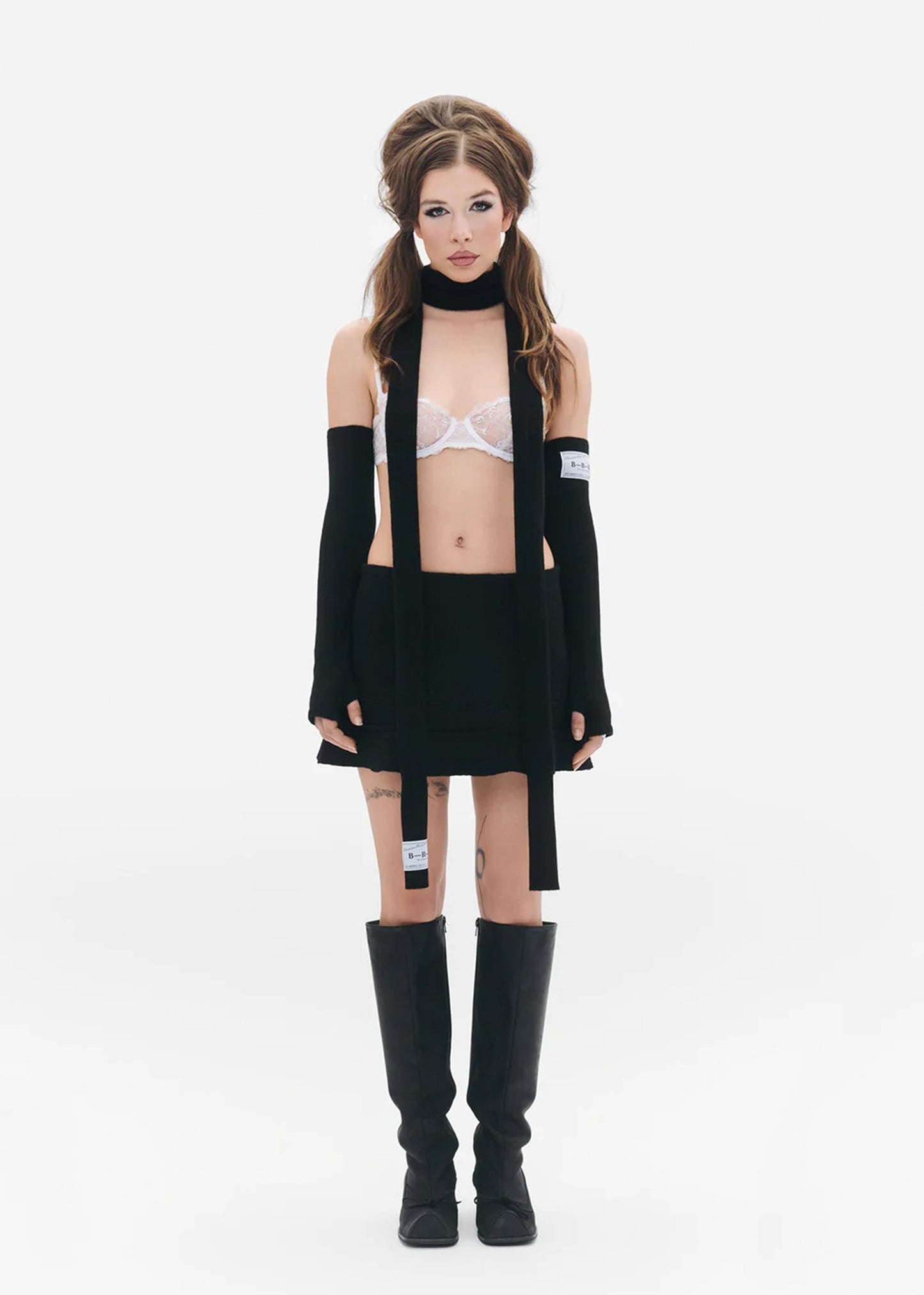 B-R-B Iron Fist cashmere/ merino fingerless gloves- black Bizarre Bazaar