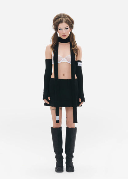 B-R-B Iron Fist cashmere/ merino fingerless gloves- black Bizarre Bazaar