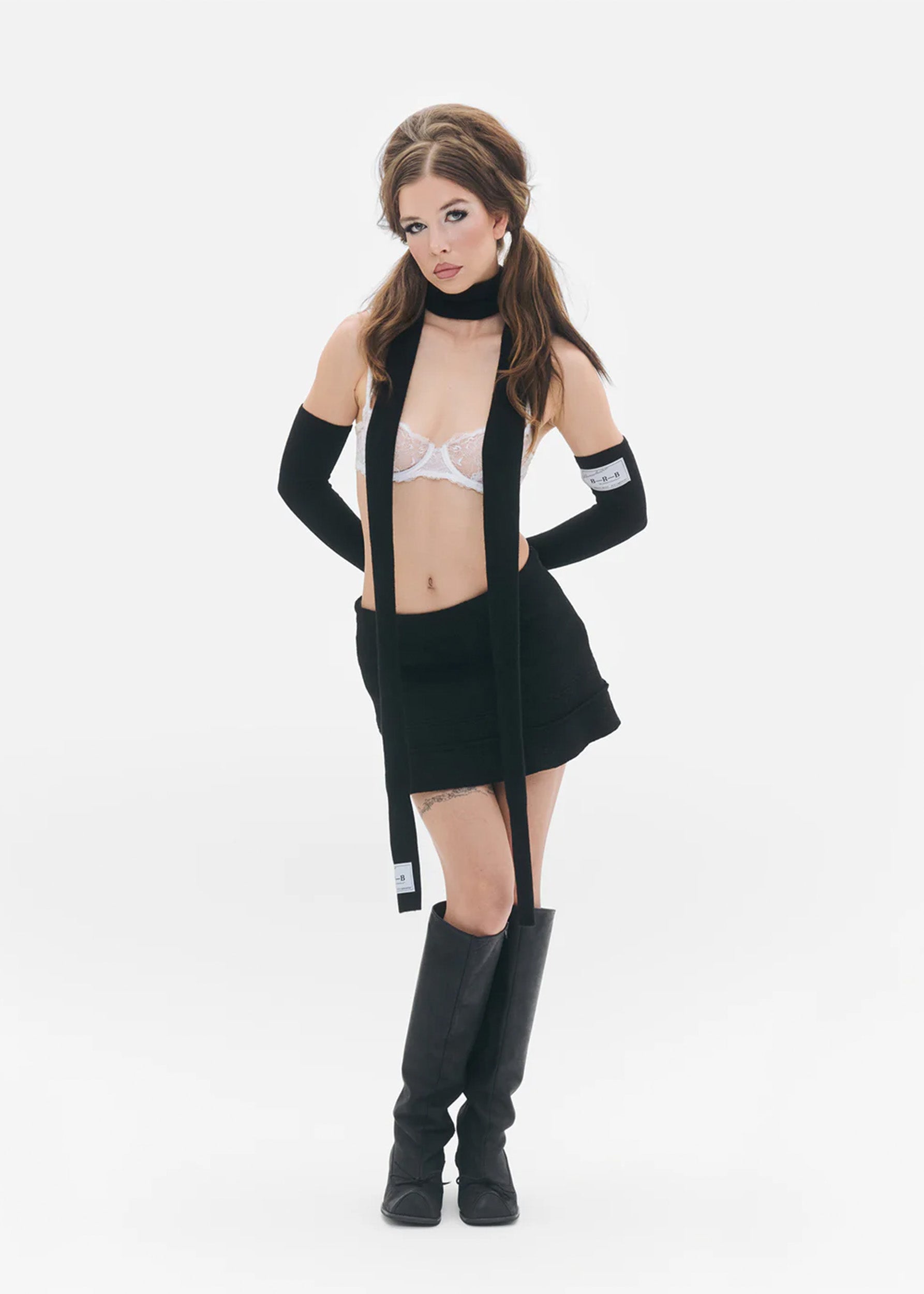 B-R-B Iron Fist cashmere/ merino fingerless gloves- black Bizarre Bazaar