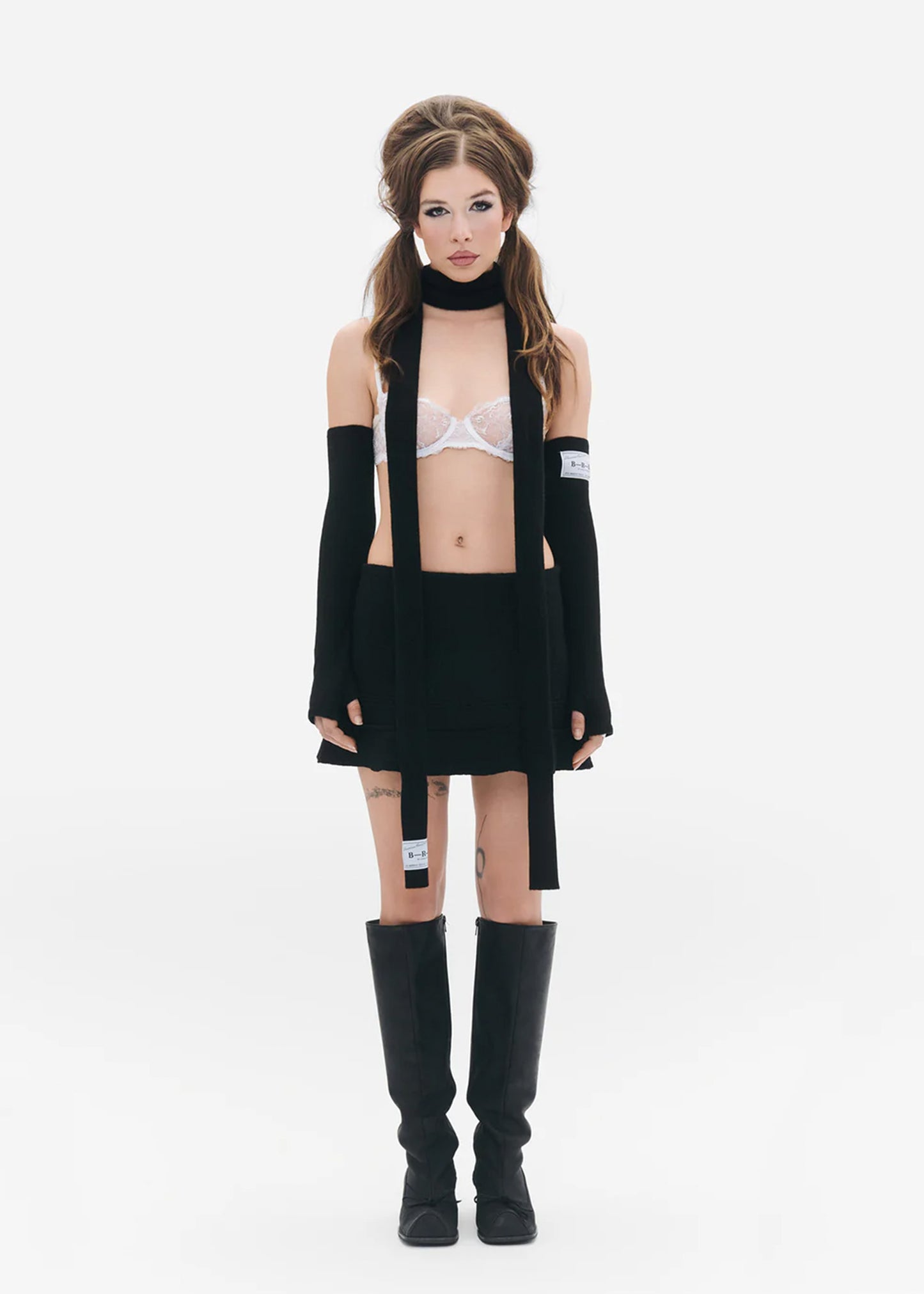 Iron Fist cashmere/ merino fingerless gloves- black