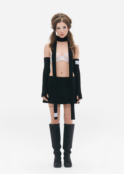 Iron Fist cashmere/ merino fingerless gloves- black