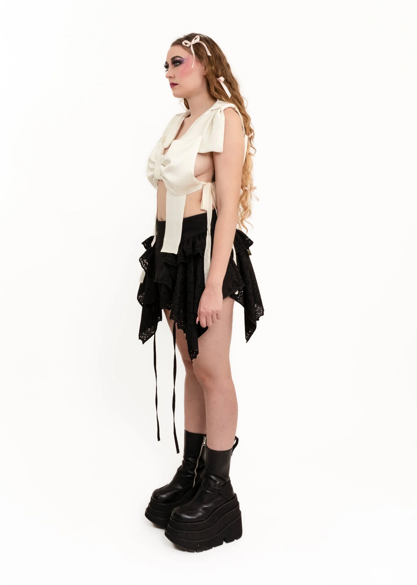 Caitlin Snell Ivory Satin Bow Top