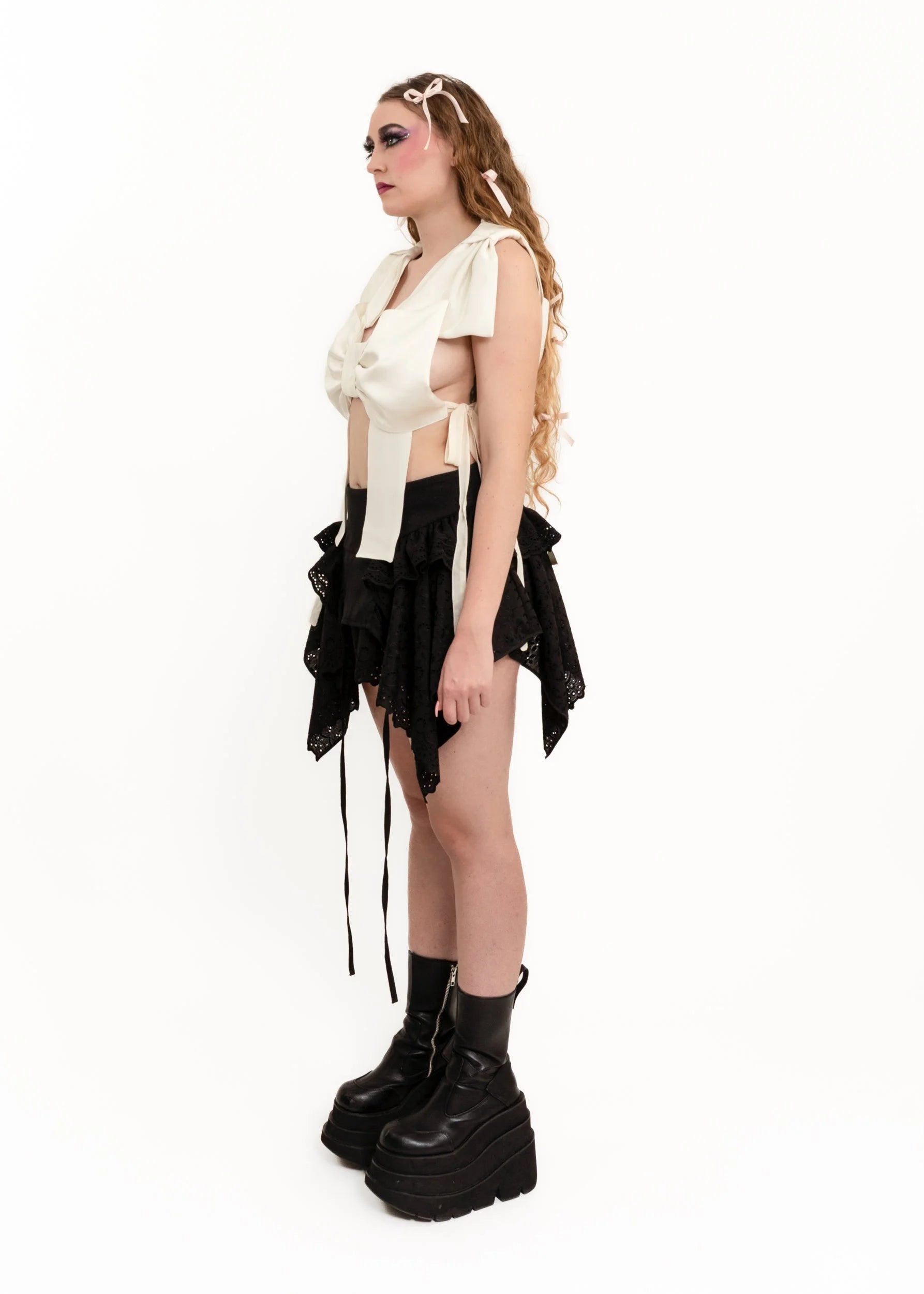 Caitlin Snell Ivory Satin Bow Top
