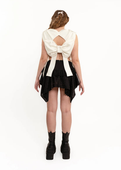 Caitlin Snell Ivory Satin Bow Top