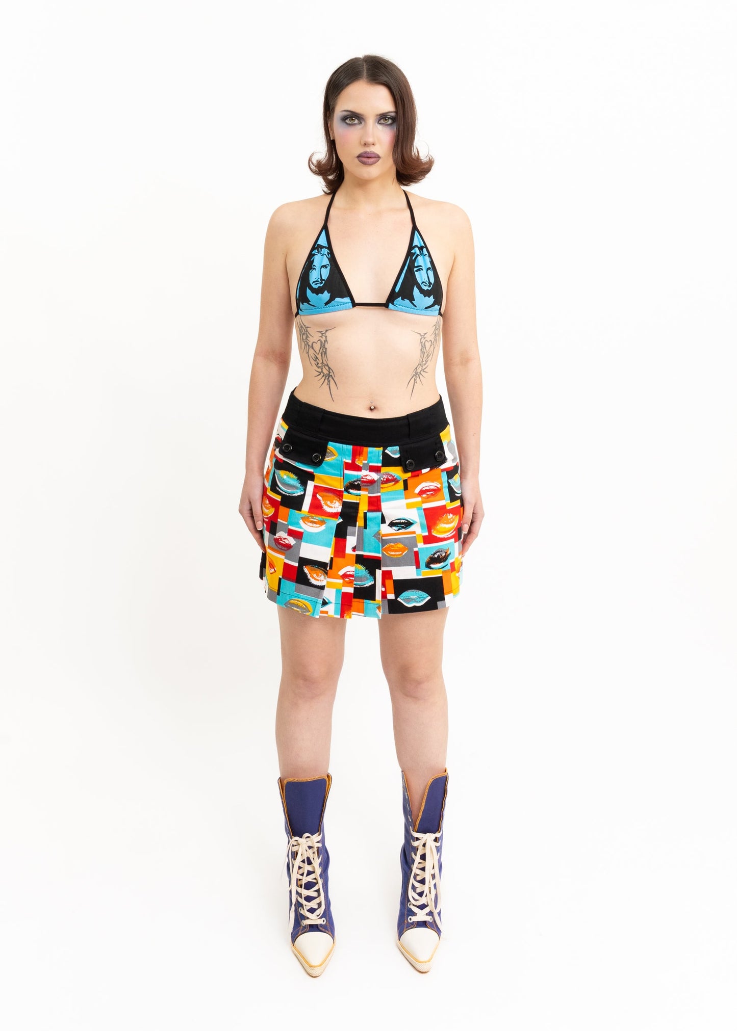 Astro Princess Jesus Triangle Bikini Top- blue Bizarre Bazaar