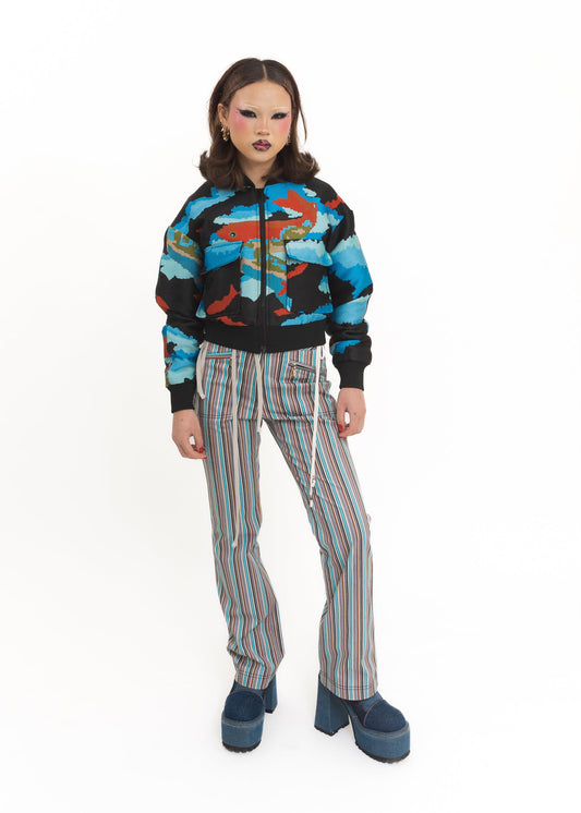 Koi fish print bomber jacket