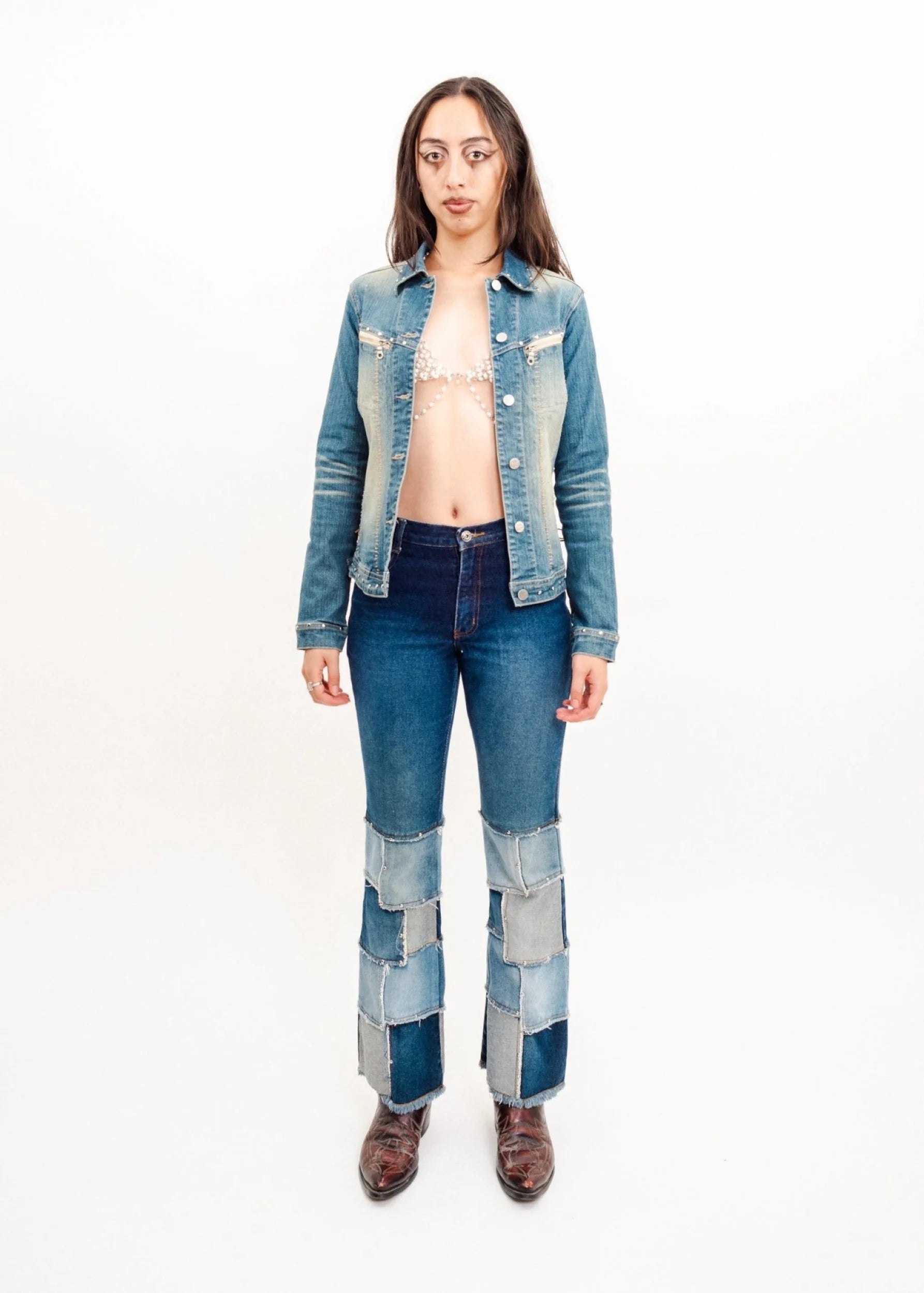 Boluton Lace up denim jacket